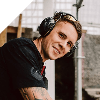 Man smiling with wearing headphone